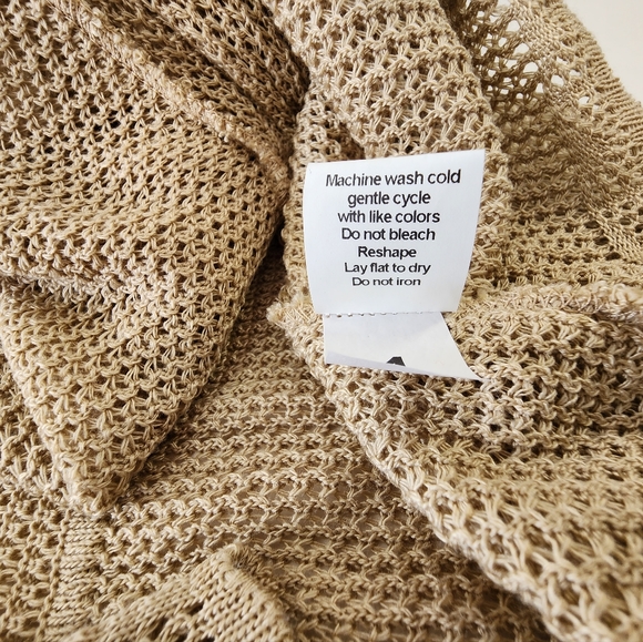 Elementz Open Front Gathered Waist LS Lightweight Cardigan Sweater Tan Med NEW - Picture 10 of 15